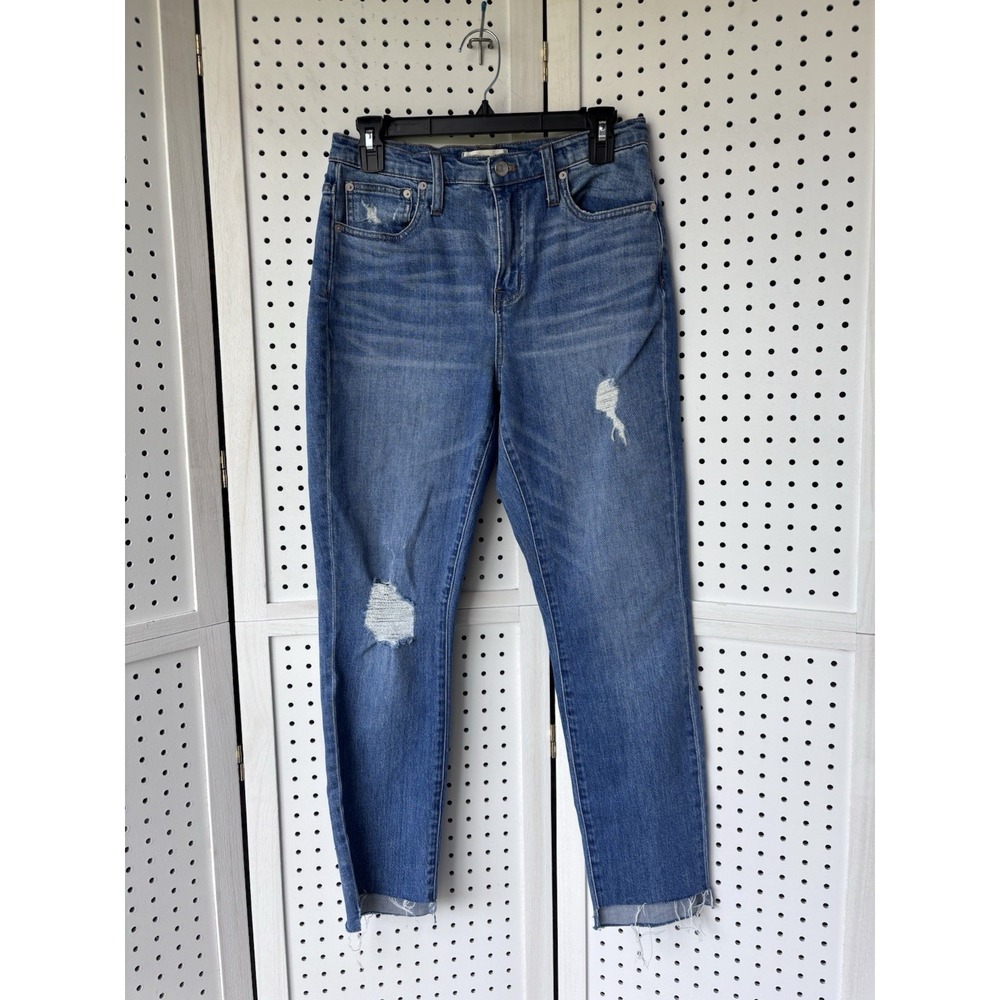 Madewell High Rise Slim Boy Jean Jeans 26 Blue Women‎ Distressed Raw Hem